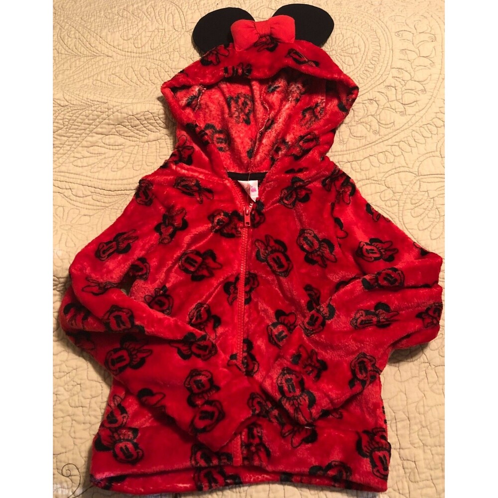 Girls Red Minnie Mouse Fleece Hoodie Size 6X NWT B2